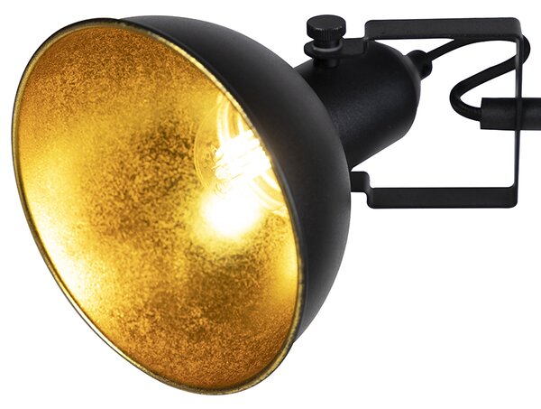 Lampada da terra industriale nera con oro 3 luci - Tommy