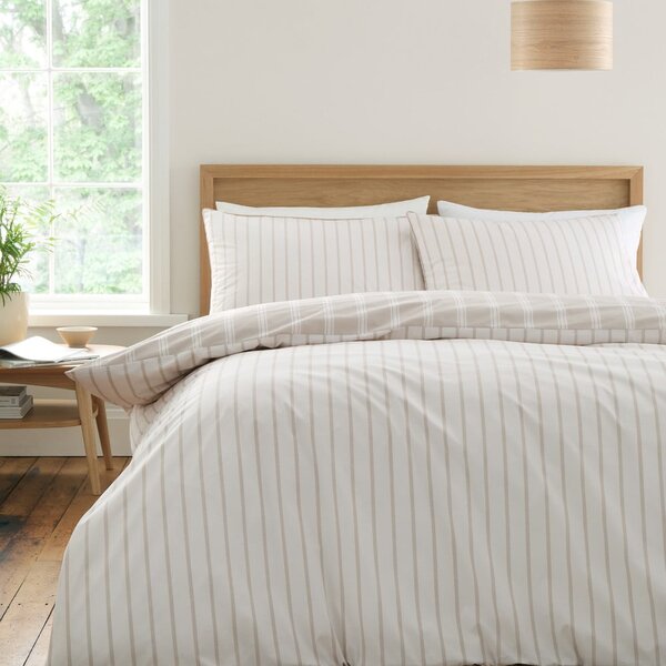 Biancheria da letto beige in cotone per letto matrimoniale/per letto esteso 230x220 cm Ashford Stripe – Bianca