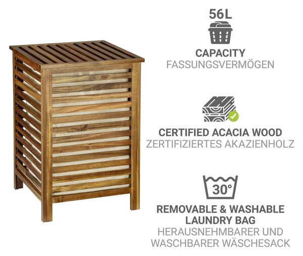 Cesta per il bucato colore naturale scuro in legno 56 l Fondi – Wenko