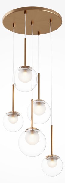 Maytoni Golden lampada a sospensione 5 globi di vetro Basic Form G9 20W ottone IP20