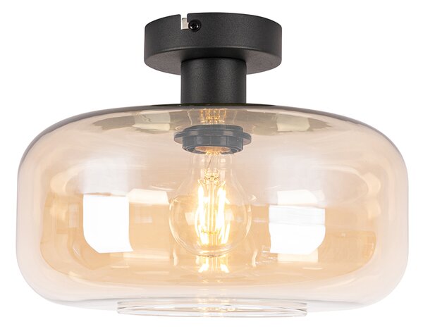 Plafoniera smart nera con vetro ambrato incl. Wifi A60 - Bizle