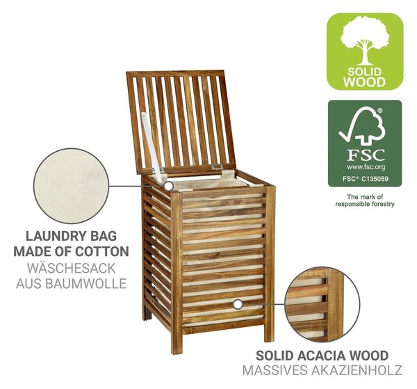 Cesta per il bucato colore naturale scuro in legno 56 l Fondi – Wenko