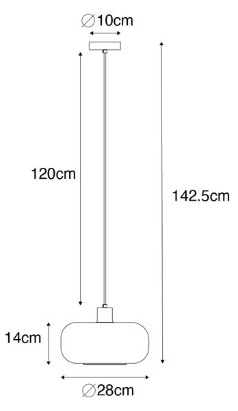 Lampada a sospensione Art Déco nera con vetro ambra - Bizle