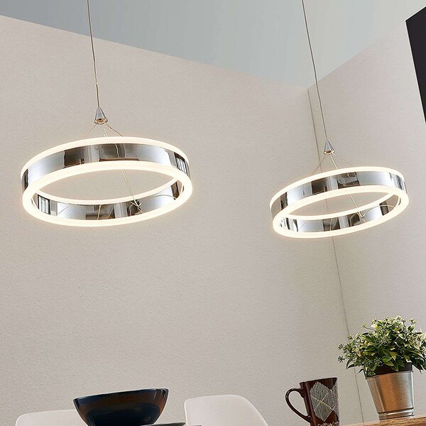 Lucande LED-Pendellampe Lyani, 85 cm, 2-flg., chrom, dimmbar