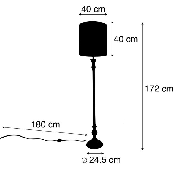 Lampada da terra nera con paralume pavone rosso 40 cm - Classico