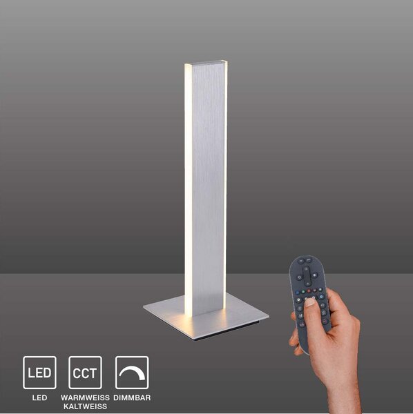 Paul Neuhaus Lampada da tavolo LED Q-Adriana Smart Home CCT + cambio colore RGB, abilitata Alexa, telecomando Alluminio Soggiorno, camera da letto 4460-95