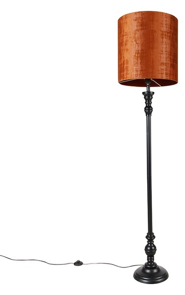 Lampada da terra classica nera con paralume rosso 40 cm - Classico
