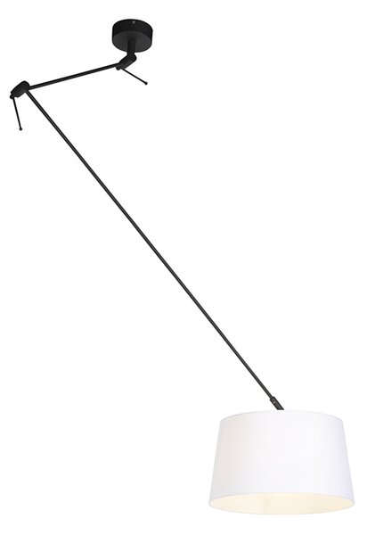 Lampada a sospensione con paralume in lino bianco 35 cm - BLITZ I zwart