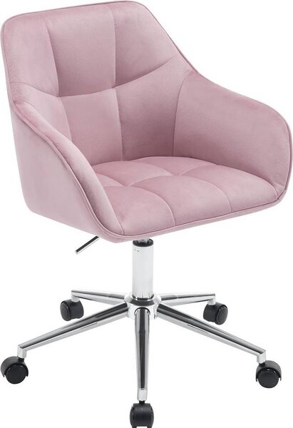 Sgabello da ufficio WOLTU, sedia per l'home office, sedia da trucco, regolabile in altezza, con braccioli e seduta in velluto: rosa + argento Colore: rosa + argento
