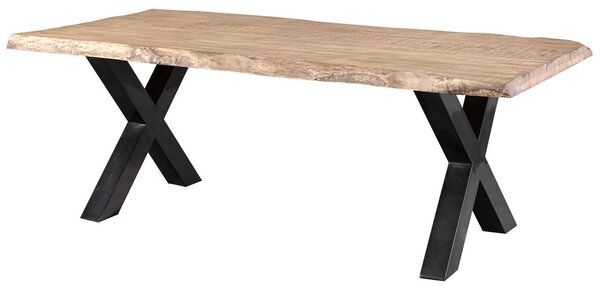 MASSIVMOEBEL24 | FREEFORM 5 tavolo da pranzo in legno di mango - verniciato beige / gambe in ferro X antracite lucido 180x90