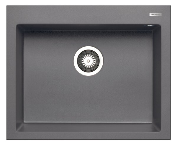 Lavello PYRAMIS ISTROS 61x50 in IRON GREY con comando eccentrico / lavello in granito / lavello in pietra / foro 590 x 480 mm
