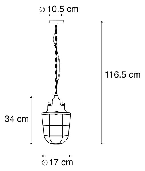 Set di 3 lampade a sospensione industriali nere - Cabina