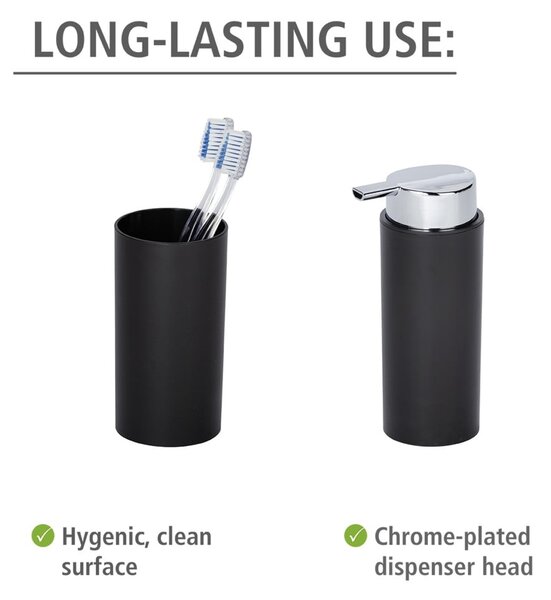 Set di accessori per il bagno nero opaco in plastica Calvo – Wenko