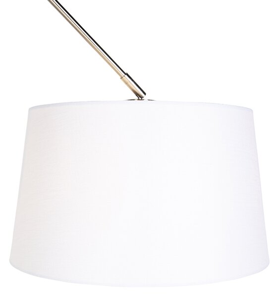 Lampada a sospensione in acciaio con paralume in lino bianco 35 cm - Blitz