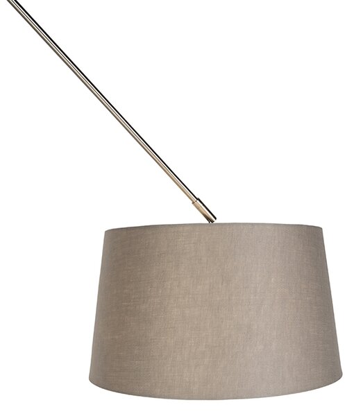 Lampada a sospensione in acciaio con paralume in lino color tortora 35 cm - Blitz