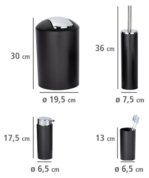 Set di accessori per il bagno nero opaco in plastica Calvo – Wenko