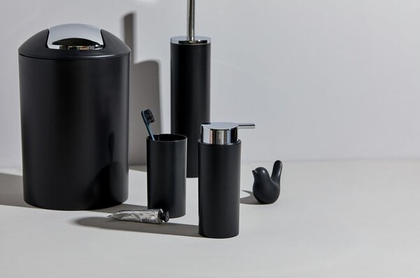 Set di accessori per il bagno nero opaco in plastica Calvo – Wenko