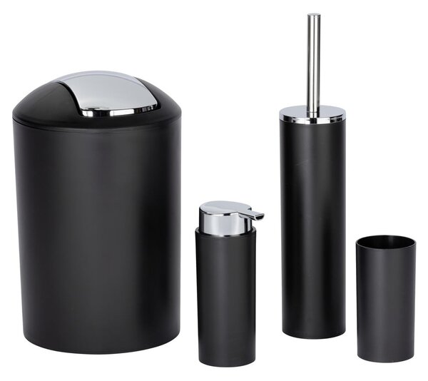 Set di accessori per il bagno nero opaco in plastica Calvo – Wenko