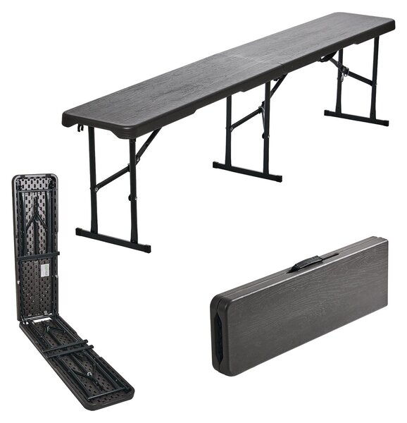 Panca da birreria Pieghevole in plastica Grigio effetto legno 180 cm pieghevole Panca da birreria Panca da campeggio