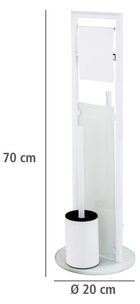 Porta carta igienica bianco opaco in acciaio inox con supporto con spazzola Ravina – Wenko