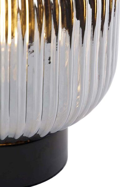 Lampada da tavolo Art Déco nera con vetro fumé - Karel