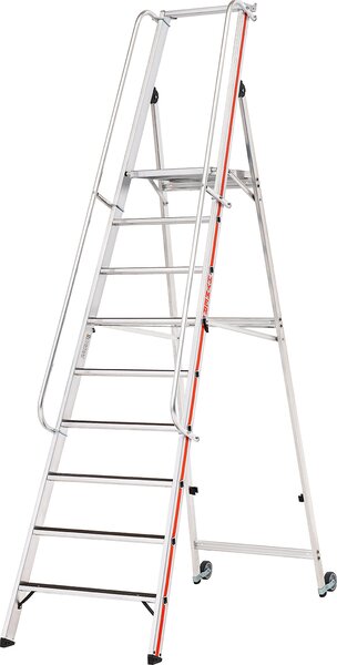 Scala a piantone Hymer R13 con rotelle basculanti e corrimano lungo, 9 gradini