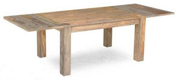MASSIVMOEBEL24 | tavolo da pranzo con allunge in legno di Sheesham / palissandro 180-26x90x76 grigio scuro oliato NATURE GREY #305