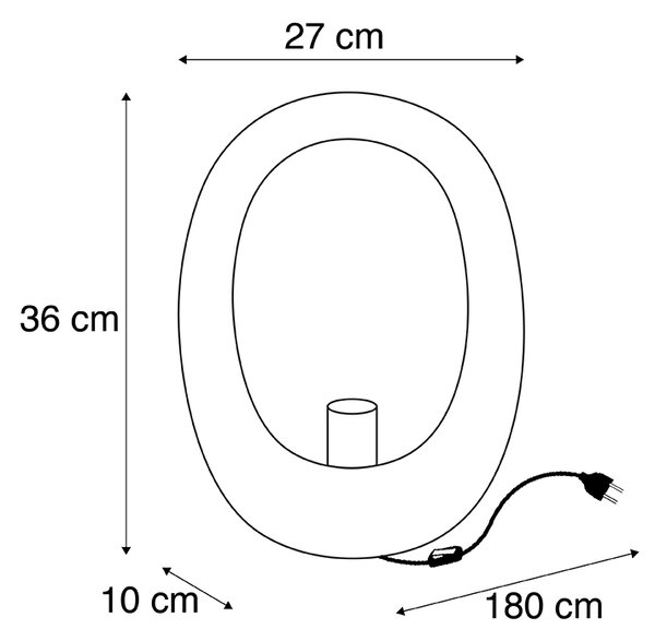 Lampada da tavolo di design nera con interno dorato 36 cm - Cova