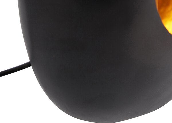Lampada da tavolo di design nera con interno dorato 36 cm - Cova