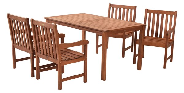 Set di mobili da giardino Merxx Santos 5 pezzi, 4 poltrone, 1 tavolo 150 x 90 cm - Eucalipto
