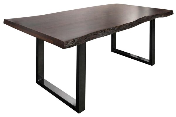 MASSIVMOEBEL24 | FREEFORM 5 Tavolo da pranzo in legno di acacia - laccato marone / gambe in ferro - antracite lucido 220x100x77