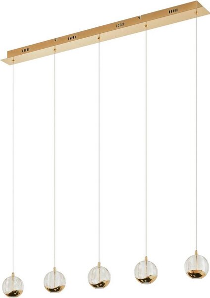 Lucande Hayley Lampada a sospensione LED, 96 cm, 5 colori, oro, vetro