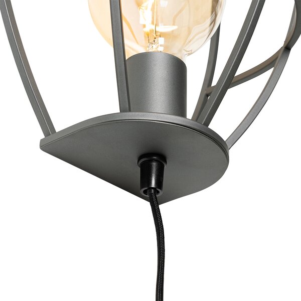 Lampada da parete industriale grigio scuro con interruttore - Arthur