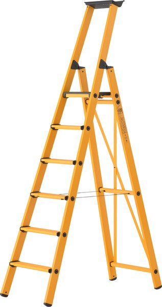 Scala a pioli in vetroresina Hymer con piattaforma, 6 gradini