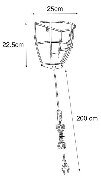 Lampada da parete industriale grigio scuro con interruttore - Arthur