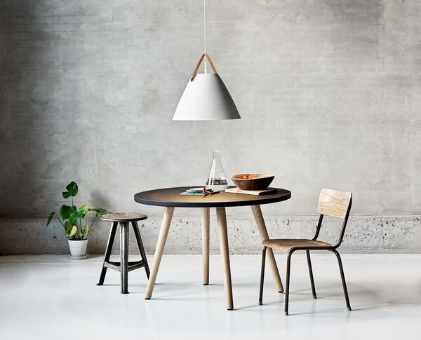 Lampada a sospensione a cinghia Lampada a sospensione Ø 48 cm bianco/pelle