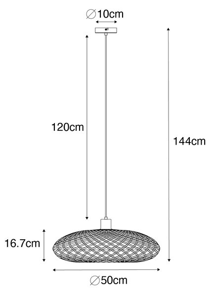 Lampada a sospensione orientale in bambù nero 50 cm - Ostrava
