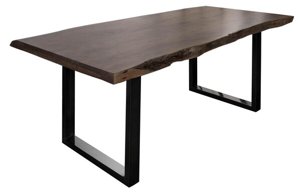 MASSIVMOEBEL24 | FREEFORM 5 Tavolo da pranzo in legno di acacia - laccato grigio / gambe in ferro- antracite lucido 220x100x77