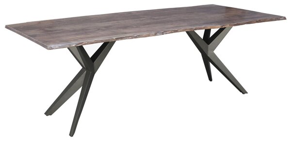 MASSIVMOEBEL24 | FREEFORM 4 Tavolo da pranzo in legno di acacia - laccato grigio / gambe in ferro - antracite lucido 180x90x76