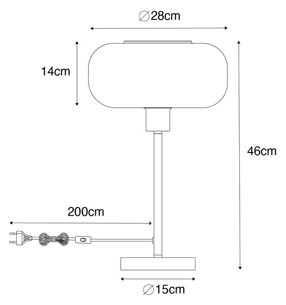 Lampada da tavolo Art Déco nera con vetro fumé - Bizle
