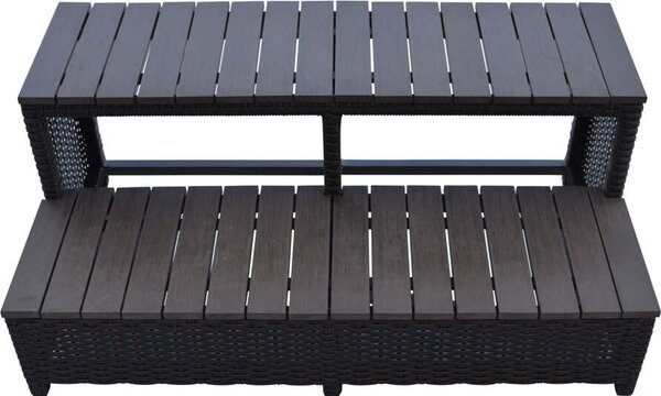 Gradini in rattan - Arredo perimetrale per vasche idromassaggio angolari, lunghezza: 100 cm