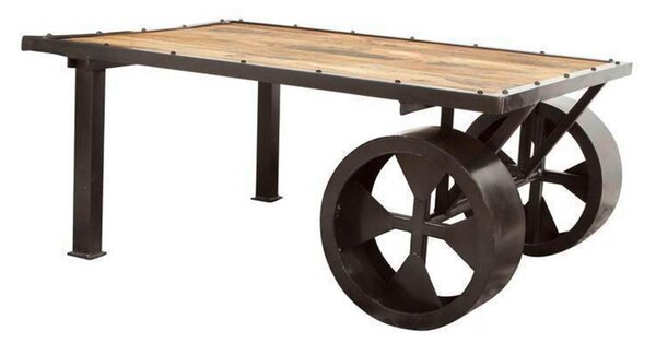 MASSIVMOEBEL24 | tavolino da salotto in legno di Mango 110x80x45 mango naturale laccato RAILWAY #133