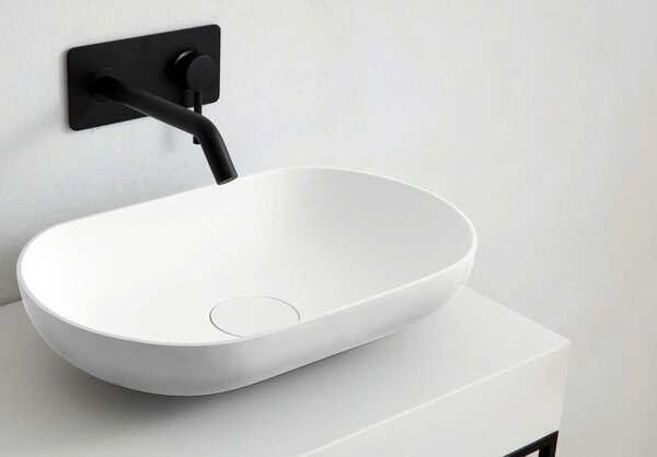 Lavabo da appoggio O-541 - fusione minerale - colore bianco, grigio / bianco selezionabile, colore:bianco opaco