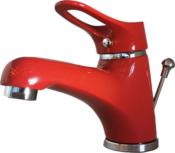 Miscelatore monocomando per lavabo rosso. Alta pressione