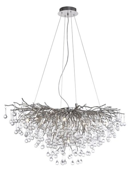 PAUL NEUHAUS ICICLE lampadario in argento, 240 prismi di vetro, G9, 100x50 cm