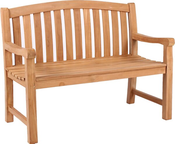 Panchina da giardino Swindon in teak 120 cm in legno massello naturale resistente alle intemperie a 2 posti con braccioli