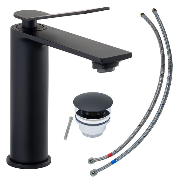 Miscelatore per lavabo SCHÖNER WOHNEN collezione VIOLA M, nero opaco, rubinetto adatto ai lavabi a parete del vostro bagno