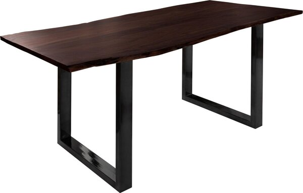 MASSIVMOEBEL24 | FREEFORM 3 Tavolo da pranzo in legno di acacia - laccato marrone /gambe in ferro ferro - antracite lucido 200x100x76