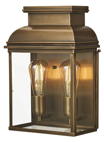Elstead Old Bailey Applique da esterno E27 a 2 luci, ottone invecchiato, IP44