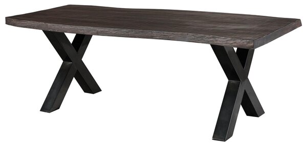 MASSIVMOEBEL24 | FREEFORM 5 tavolo da pranzo in legno di mango - verniciato grigio / gambe in ferro X antracite lucido 220x100